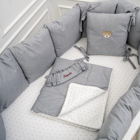 Универсальный комплект белья для детской кроватки Lapetti "Сканди" - серо-голубой